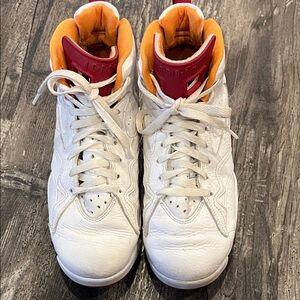 White and Red High-Top Sneakers